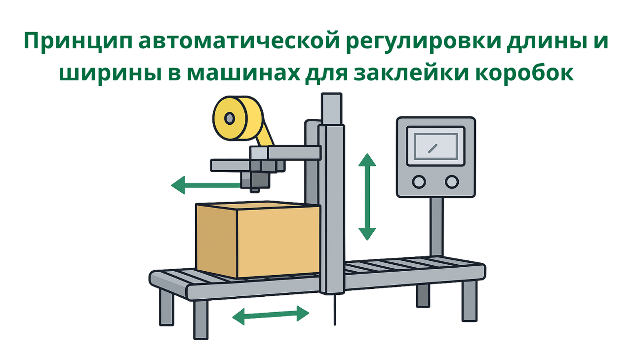Принцип автоматической регулировки длины и ширины в машинах для заклейки коробок